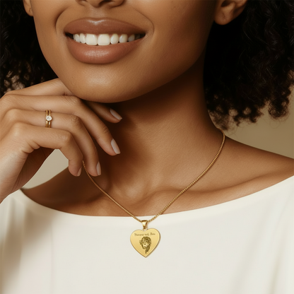 Miserere mei, Deus Jesus Heart Necklace with Personalized Engraving