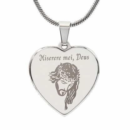 Miserere mei, Deus Jesus Heart Necklace with Personalized Engraving