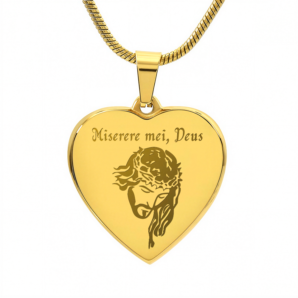 "Miserere mei, Deus" Jesus Heart Necklace with Personalized Engraving