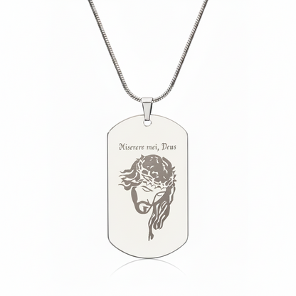 Miserere mei, Deus Tag Necklace with Personalized Custom Engraving