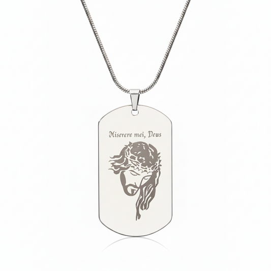 Miserere mei, Deus Tag Necklace with Personalized Custom Engraving