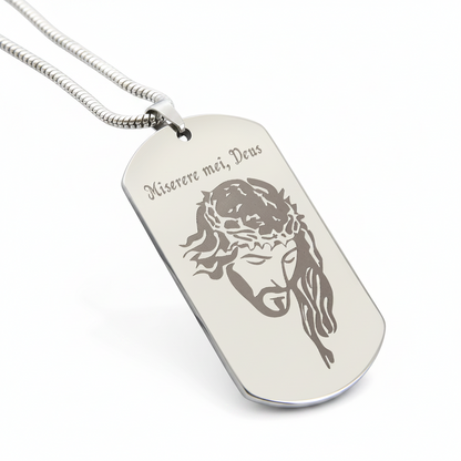 Miserere mei, Deus Tag Necklace with Personalized Custom Engraving