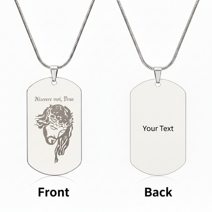 Miserere mei, Deus Tag Necklace with Personalized Custom Engraving