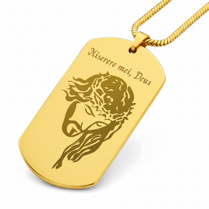 Miserere mei, Deus Tag Necklace with Personalized Custom Engraving