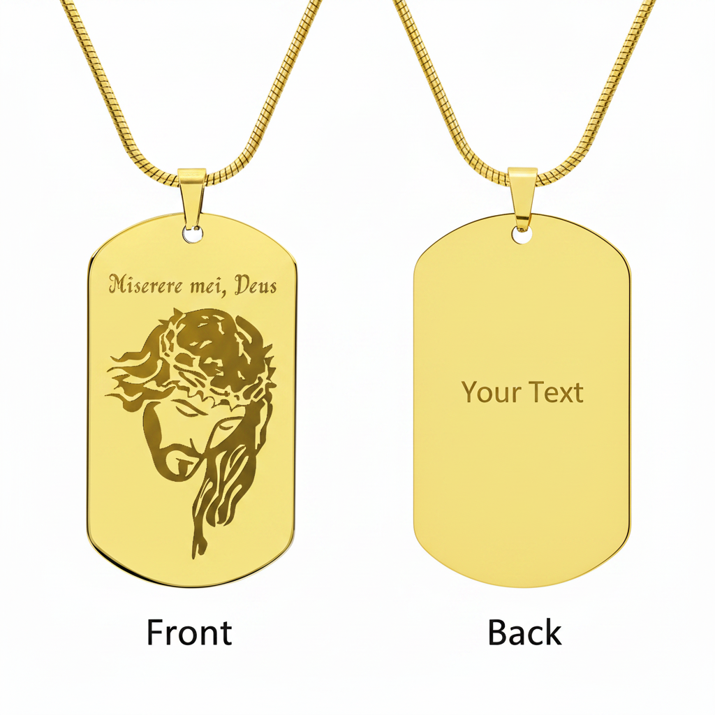 Miserere mei, Deus Tag Necklace with Personalized Custom Engraving