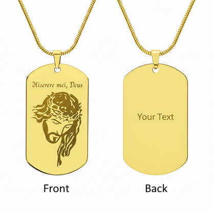 Miserere mei, Deus Tag Necklace with Personalized Custom Engraving
