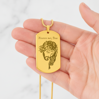 Miserere mei, Deus Tag Necklace with Personalized Custom Engraving