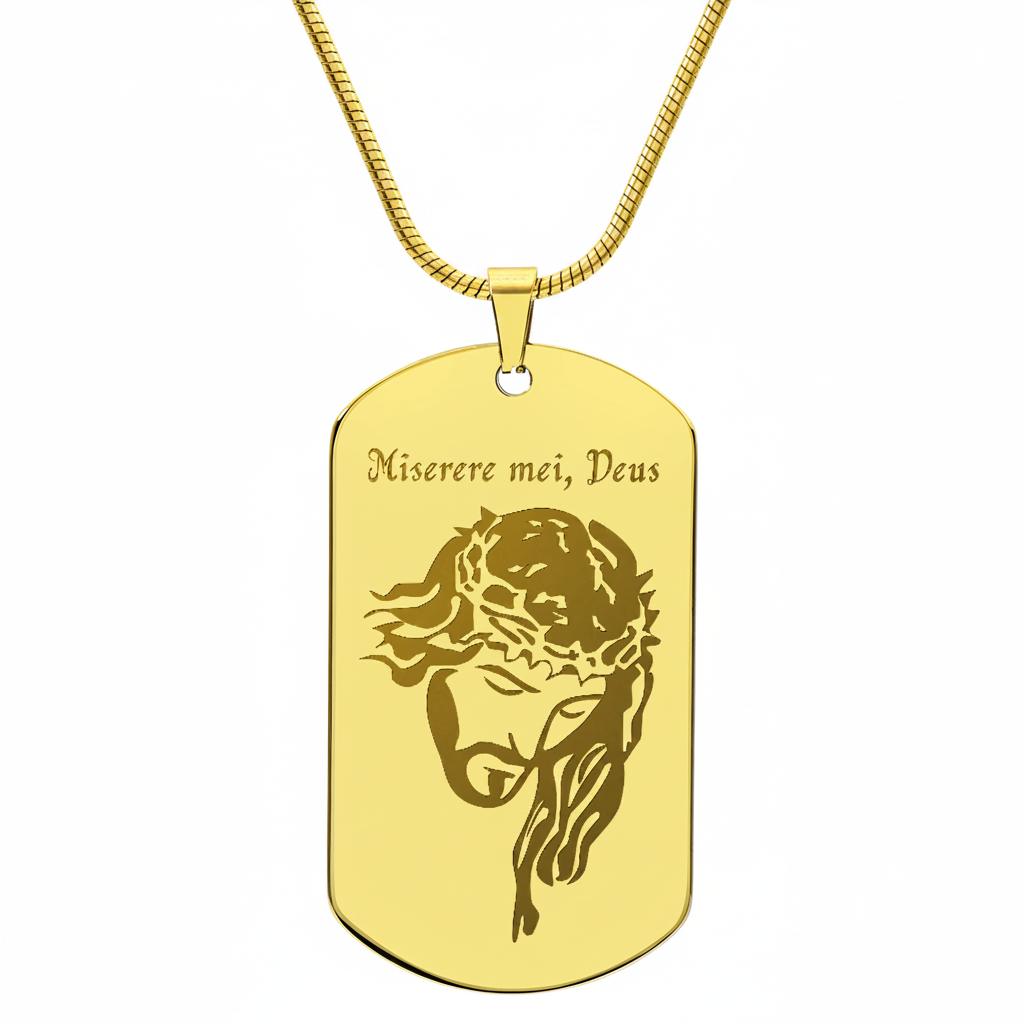Miserere mei, Deus Tag Necklace with Personalized Custom Engraving