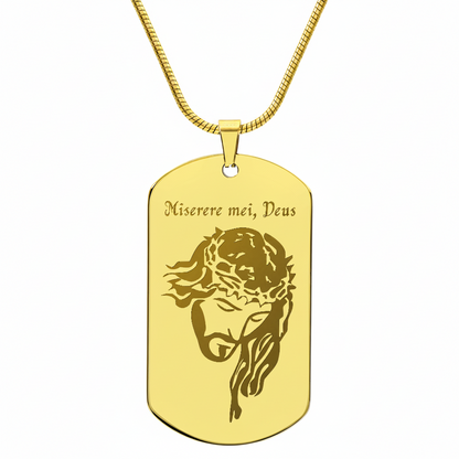 Miserere mei, Deus Tag Necklace with Personalized Custom Engraving