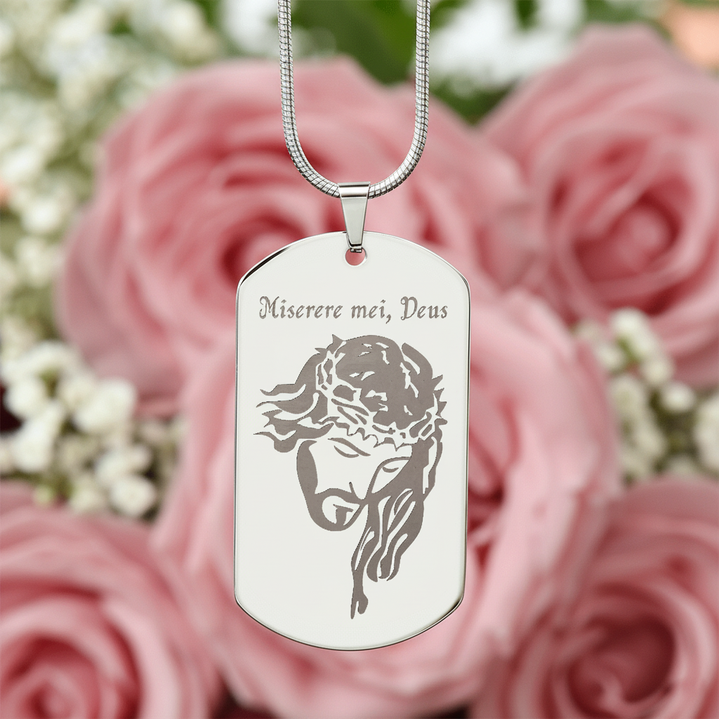 Miserere mei, Deus Tag Necklace with Personalized Custom Engraving