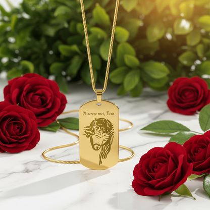 Miserere mei, Deus Tag Necklace with Personalized Custom Engraving
