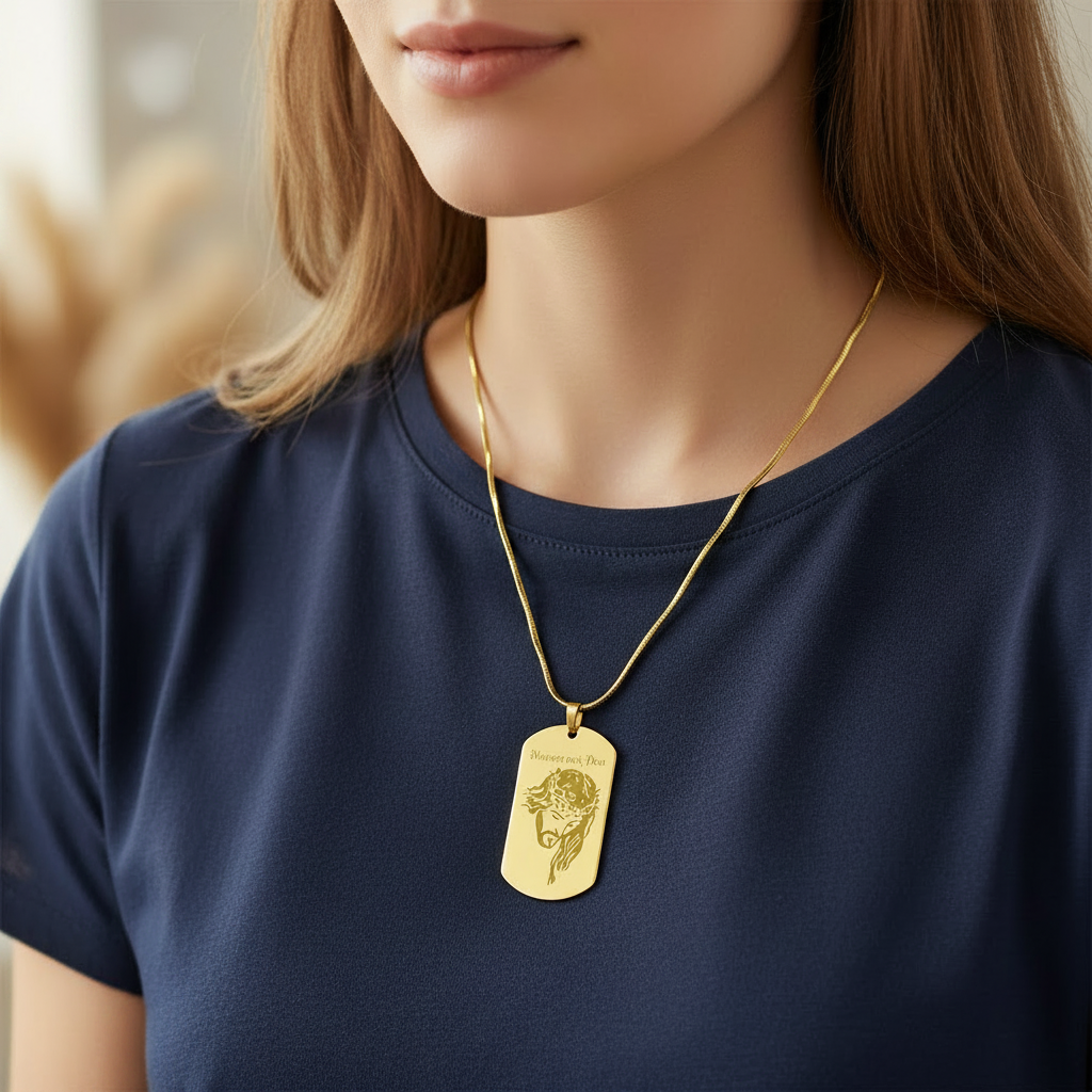 Miserere mei, Deus Tag Necklace with Personalized Custom Engraving