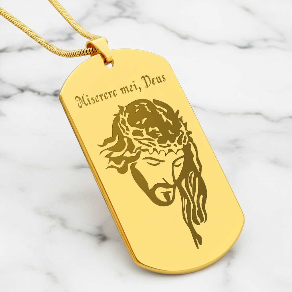 Miserere mei, Deus Tag Necklace with Personalized Custom Engraving