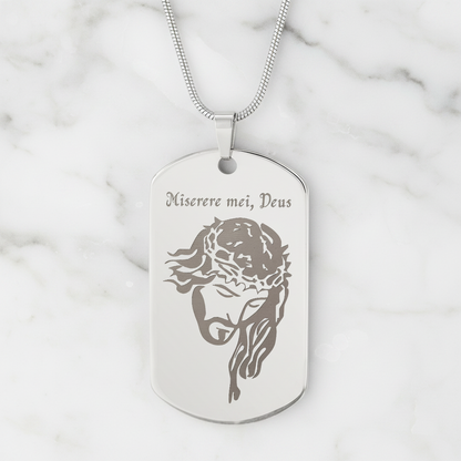 Miserere mei, Deus Tag Necklace with Personalized Custom Engraving