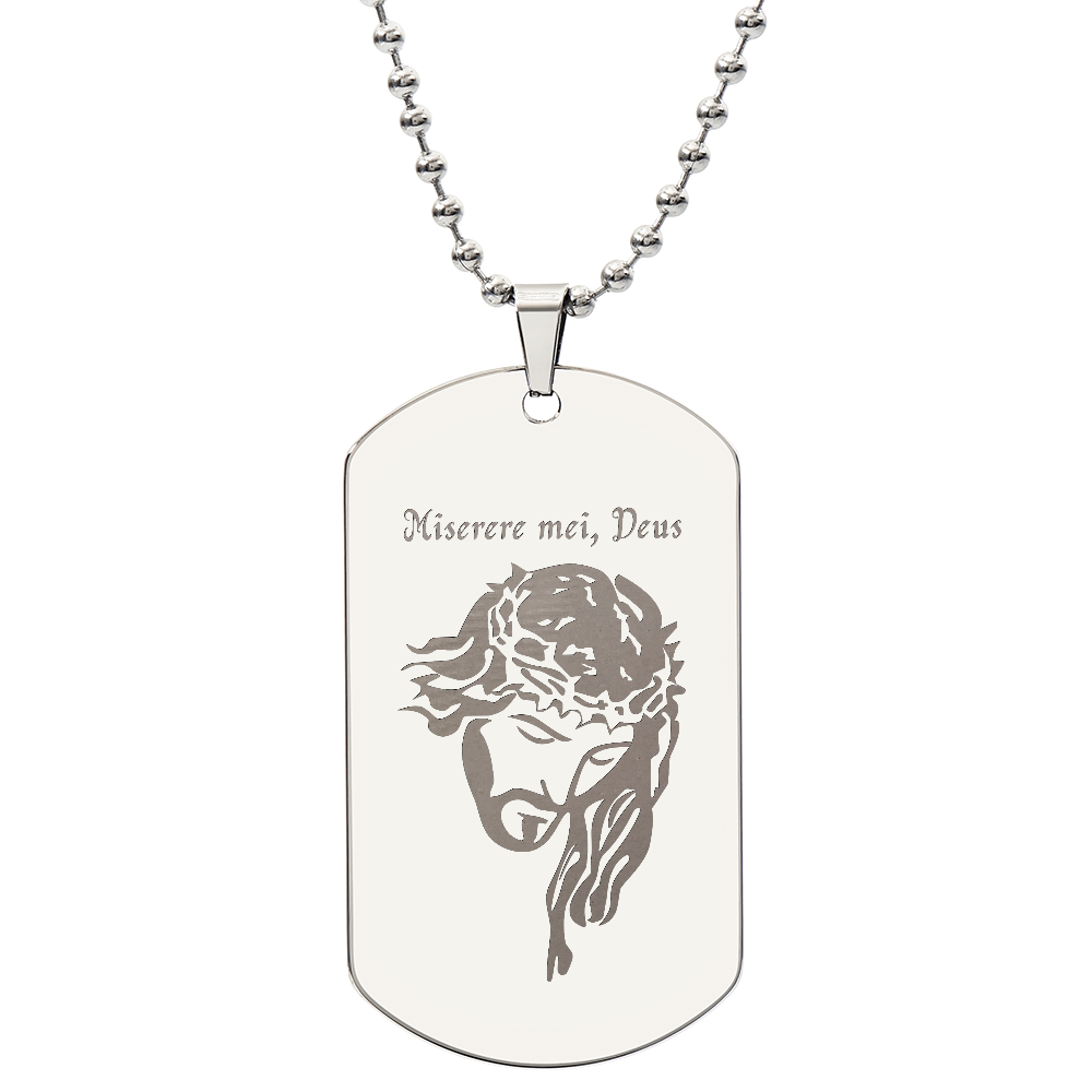 "Miserere mei, Deus" Tag Necklace with Personalized Engraving