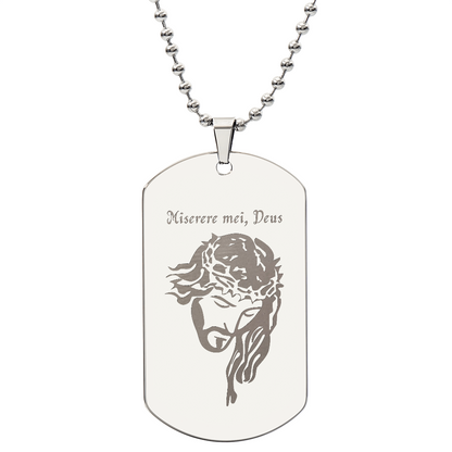 "Miserere mei, Deus" Tag Necklace with Personalized Engraving