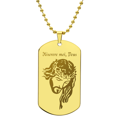 "Miserere mei, Deus" Tag Necklace with Personalized Engraving