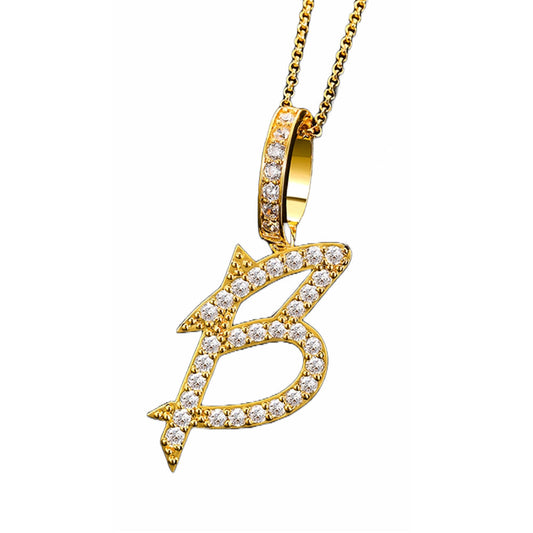 Collier avec pendentif initial en moissanite et argent sterling plaqué or