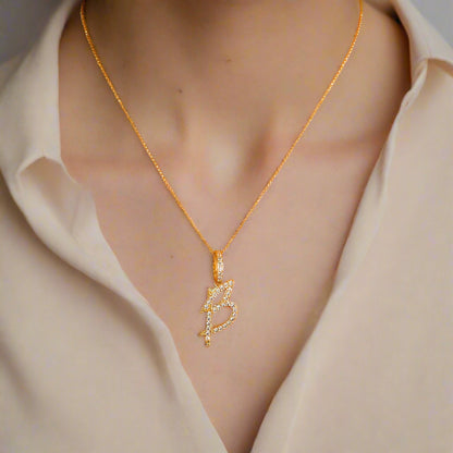 Collar con colgante inicial de moissanita en plata de ley bañada en oro