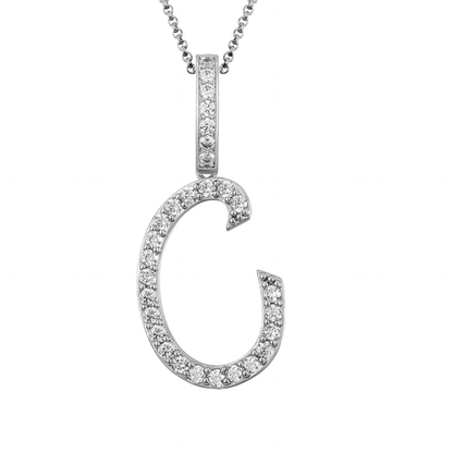 Collier avec pendentif initial en moissanite et argent sterling