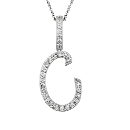 Collier avec pendentif initial en moissanite et argent sterling