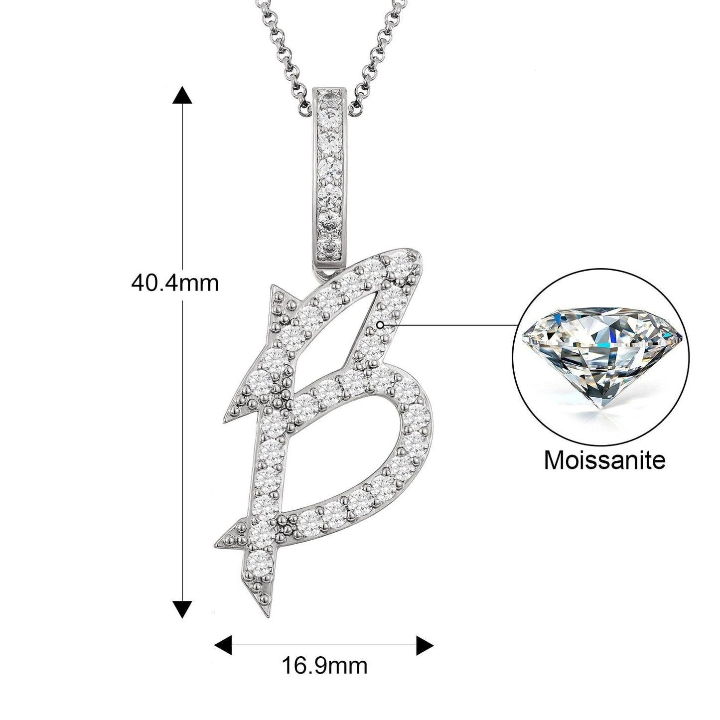 Collier avec pendentif initial en moissanite et argent sterling