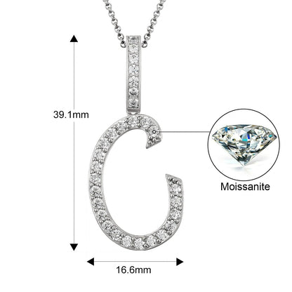 Collier avec pendentif initial en moissanite et argent sterling