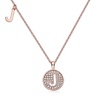 Collier avec initiales pavées de moissanite en argent plaqué or rose