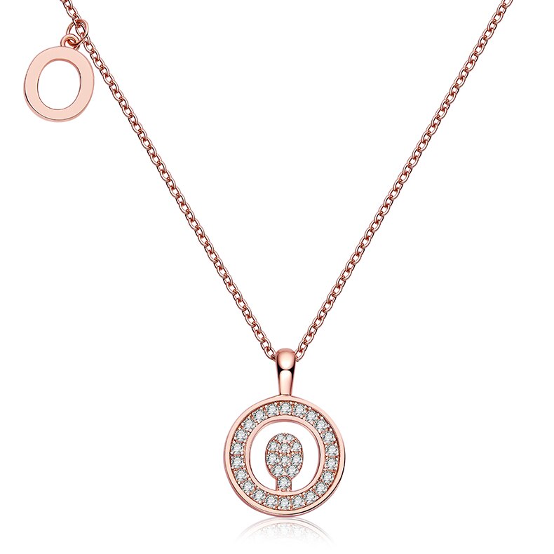 Collier avec initiales pavées de moissanite en argent plaqué or rose