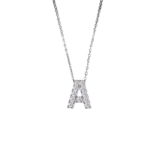 Collier pendentif initiale pavé de moissanite en argent sterling
