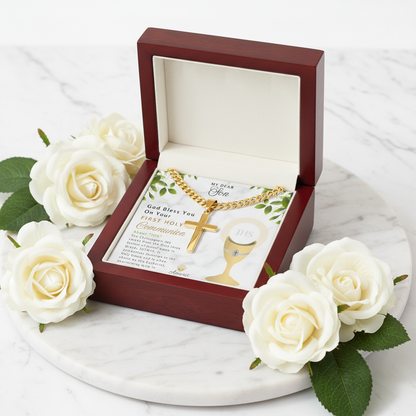 My Dear Son First Holy Communion Personalized Cross Necklace