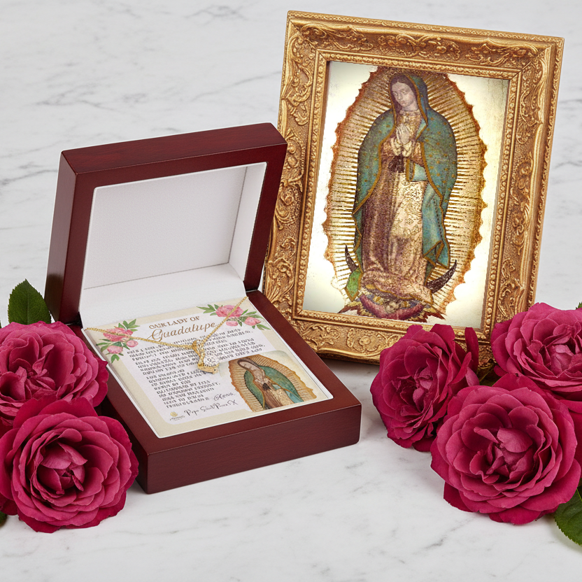 Our Lady of Guadalupe Necklace with Pope Saint Pius X Prayer