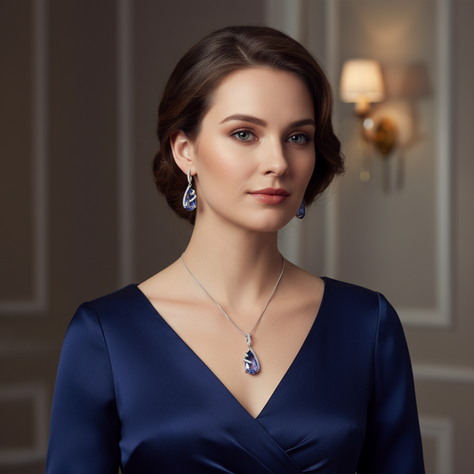 GRACE Pear Cut Mystic Quartz Jewelry Set in Sterling Silver