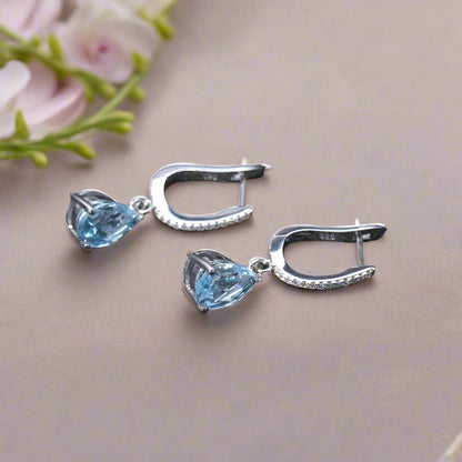 GRACE Pear Cut Gemstone Drop Earrings in Sterling Silver