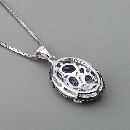 Collier pendentif ovale en topaze bleu ciel GRACE en argent sterling