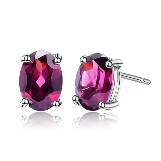Boucles d'oreilles à tige GRACE en argent sterling avec pierre précieuse ovale de 1,2 carat