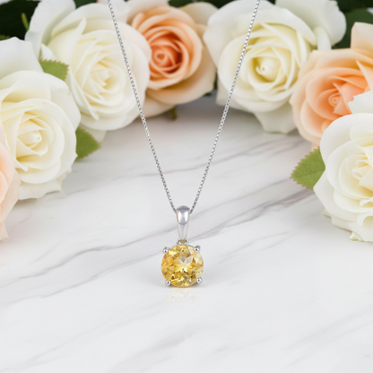 Collier pendentif rond classique en argent sterling avec pierres précieuses GRACE