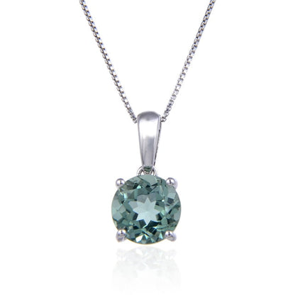 GRACE Classic Round Gemstone Pendant Necklace in Sterling Silver
