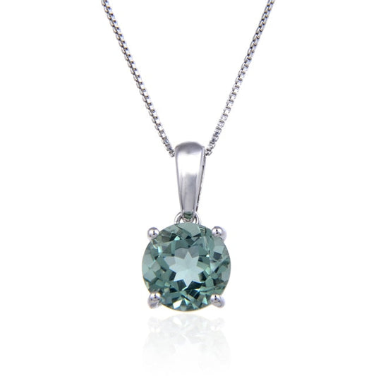 GRACE Classic Round Gemstone Pendant Necklace in Sterling Silver