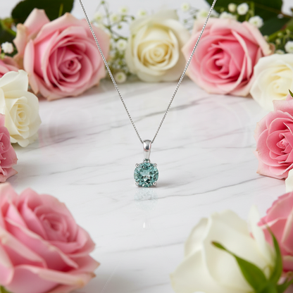 Collier pendentif rond classique en argent sterling avec pierres précieuses GRACE