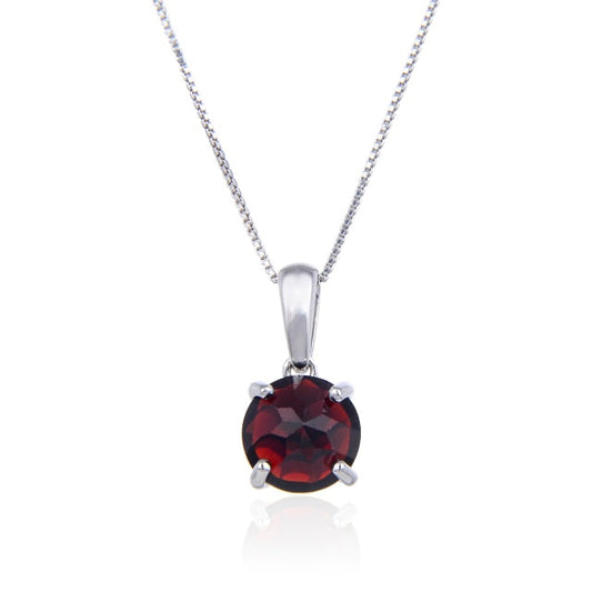 GRACE Classic Round Gemstone Pendant Necklace in Sterling Silver