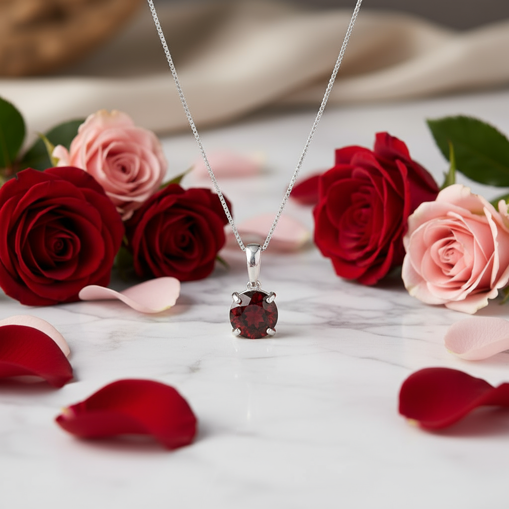 Collier pendentif rond classique en argent sterling avec pierres précieuses GRACE