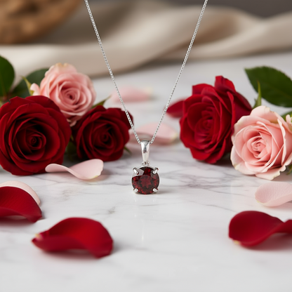 Collier pendentif rond classique en argent sterling avec pierres précieuses GRACE