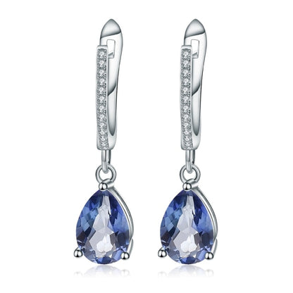 GRACE Pear Cut Gemstone Drop Earrings in Sterling Silver
