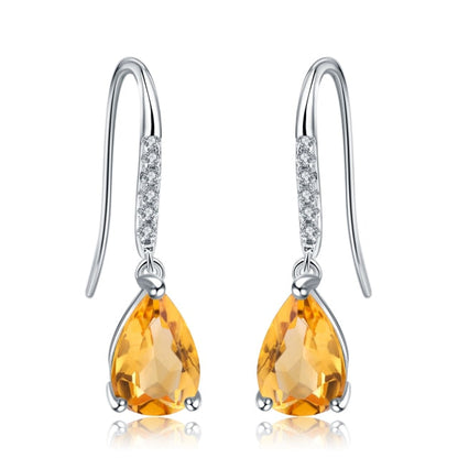 GRACE Pear Cut Gemstone Drop Earrings in Sterling Silver