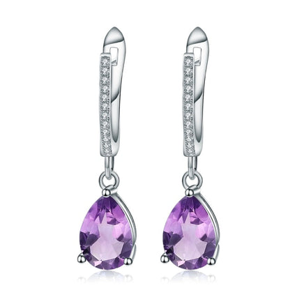 GRACE Pear Cut Gemstone Drop Earrings in Sterling Silver