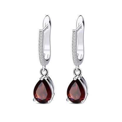 GRACE Pear Cut Gemstone Drop Earrings in Sterling Silver