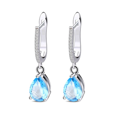 GRACE Pear Cut Gemstone Drop Earrings in Sterling Silver