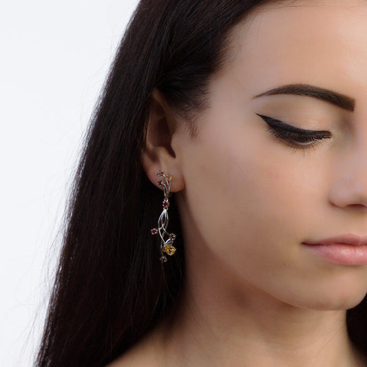 Boucles d'oreilles pendantes florales en argent sterling GRACE