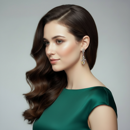 GRACE Floral Gemstone Drop Earrings in Sterling Silver